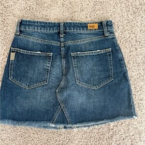 PAIGE Blue Denim Mini Skirt with Frayed Hem